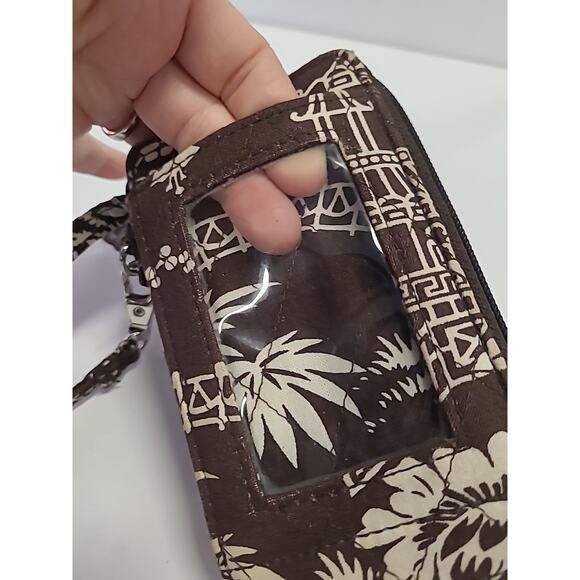 Vera Bradley All in One ID Wristlet in Imperial Toile 2009 Brown Cream Wallet - Picture 3 of 9